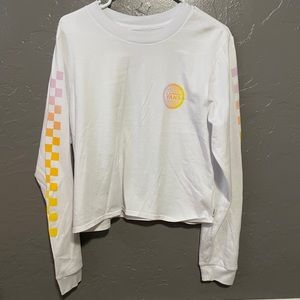 Cropped White Vans Long Sleeve w/ Gradient Print